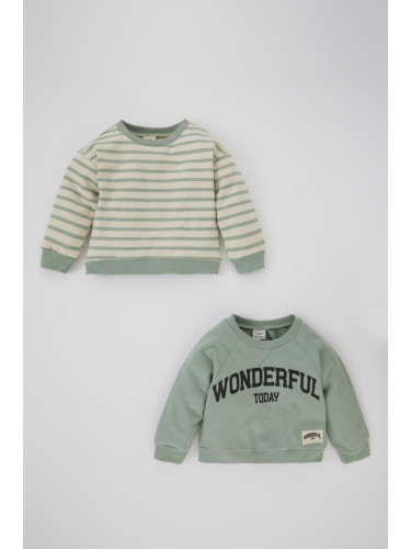 DEFACTO Baby Boy Crew Neck Striped 2-Pack Sweatshirt