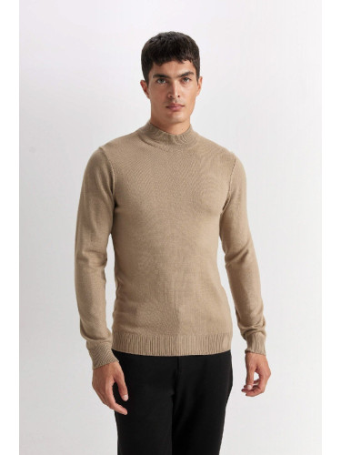 DEFACTO Beige Slim Fit Slim Fit Half Turtleneck Knitwear Sweater