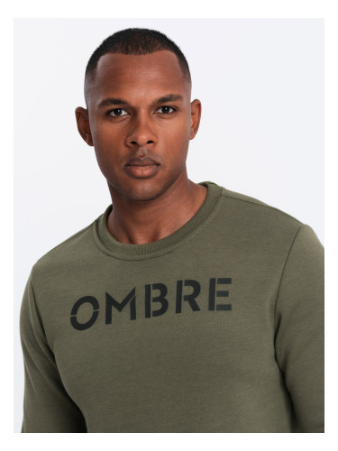 Ombre Classic men's sweatshirt with inscription - dark olive