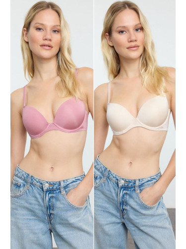 Trendyol Ten-Rose Dried 2 Pack Polyamide Push Up T-Shirt Bra Knitted Bra