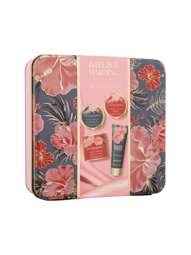 Baylis & Harding Boudoire Tropical Paradise Luxury Pamper Tin Подаръчен комплект Масло за тяло 50 ml + душ крем 50 ml + сапун 50 g + крем за ръце и нокти 50 ml + метална кутийка