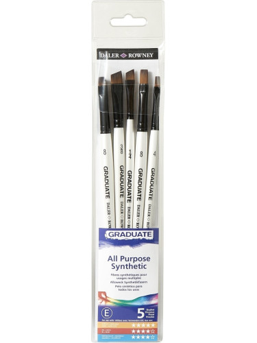 Daler Rowney Graduate Multi-Technique Brush Synthetic Комплект четки 5 бр