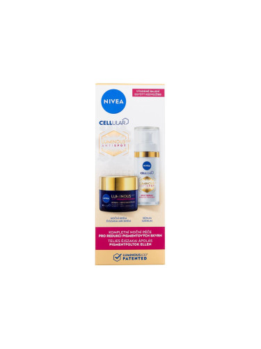 Nivea Luminous 630 Antispot Подаръчен комплект серум за лице Cellular Luminous 630 Antispot Spot Serum 30 ml + нощен крем за лице Cellular Luminous 630 Antispot Night Cream 50 ml увредена кутия