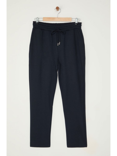 Trendyol Light Navy Blue Jogger Fit Tied Waist Textured Fabric Trousers