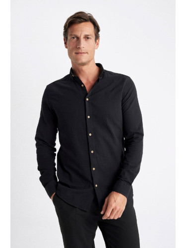 DEFACTO Modern Fit Polo Collar Long Sleeve Shirt