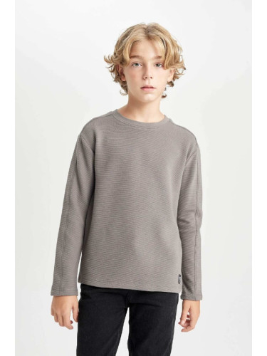 DEFACTO Boy Regular Fit Crew Neck Long Sleeve Basic Plain T-Shirt