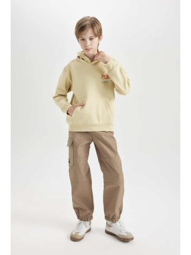 DEFACTO Boys Elastic Waist and Leg Cargo Pocket Plush Fleece Lined Jogger Pants