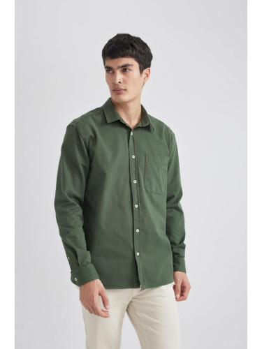 DEFACTO Relax Fit Polo Collar Gabardine Long Sleeve Shirt