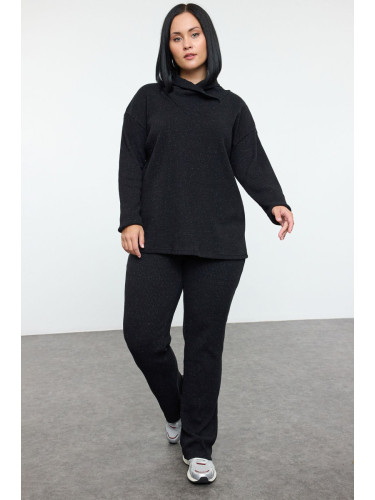 Trendyol Curve Black Knitted Plus Size Two Piece Set