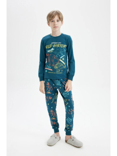 DEFACTO Boy Printed Long Sleeve Top Long Bottom Pajama Set