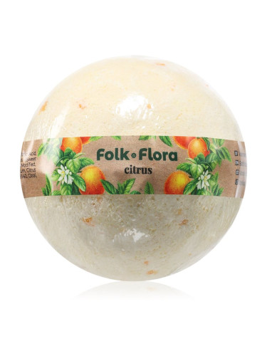 Folk & Flora Citrus бомбичка за вана с освежаващ ефект 130 гр.