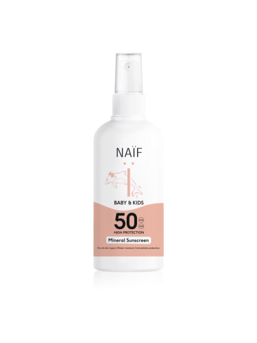 Naif Baby & Kids Mineral Sunscreen SPF 50 слънцезащитен спрей за деца 100 мл.