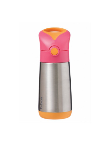 B.Box Thermos термос със сламка Pink Orange 350 мл.