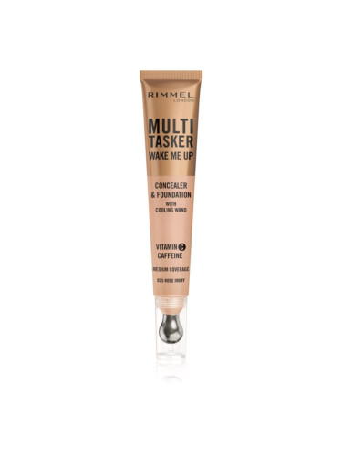 Rimmel Multi-Tasker Wake Me Up грим и коректор за озаряване на лицето цвят 25 Rose Ivory 20 мл.