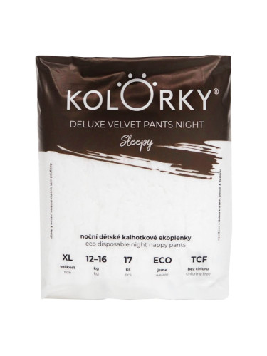 Kolorky Deluxe Velvet Pants Night Sleepy еднократни пелени гащички за нощ XL 12-16 kg 17 бр.