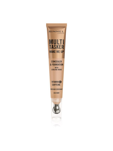 Rimmel Multi-Tasker Wake Me Up грим и коректор за озаряване на лицето цвят 40 Ivory 20 мл.