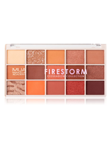 MUA Makeup Academy Professional 15 Shade Palette палитра сенки за очи цвят Firestorm 12 гр.