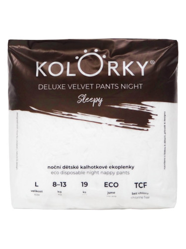 Kolorky Deluxe Velvet Pants Night Sleepy еднократни пелени гащички за нощ L 8-13 kg 19 бр.