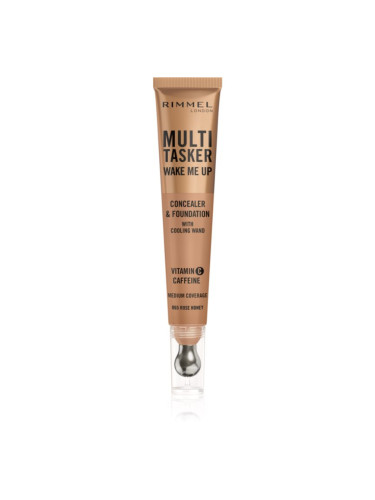 Rimmel Multi-Tasker Wake Me Up грим и коректор за озаряване на лицето цвят 65 Rose Honey 20 мл.