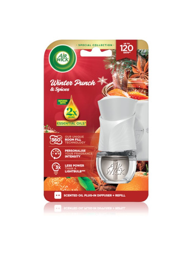 Air Wick Electric Winter Punch Winter Punch & Spices електрически уред за освежаване на въздуха с пълнител 19 мл.