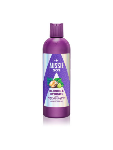 Aussie SOS Blonde Hydrate лилав тониращ шампоан за руса коса 300 мл.