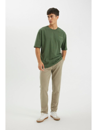 DEFACTO Men's Khaki Jogger Fit Straight Leg Pocket Trousers