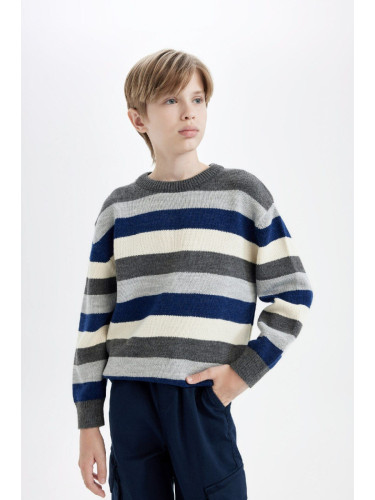 DEFACTO Boy Color Block Regular Fit Crew Neck Knitwear Sweater