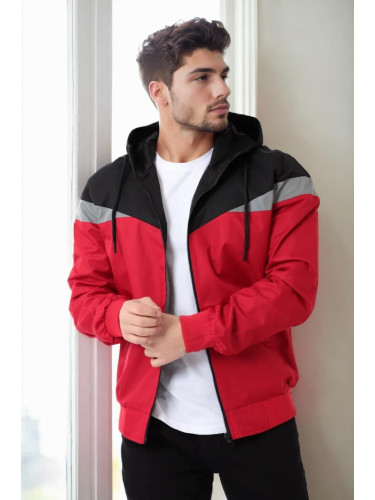 36136 Dewberry Triangle Piece Hooded Seasonal Mens Coat-RED