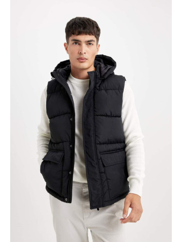 DEFACTO DFC - Water Repellent Detachable Hooded Puffer Vest with Pockets