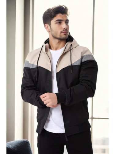 36136 Dewberry Triangle Piece Hooded Seasonal Mens Coat-BEIGE