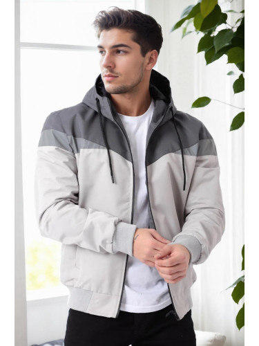 36136 Dewberry Triangle Piece Hooded Seasonal Mens Coat-LIGHT GREY