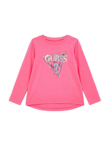 Детска блуза в розов цвят с лого Guess