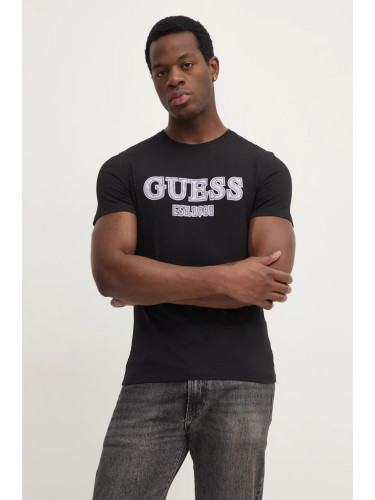 Памучна тениска Guess в черно с принт M4BI45.I3Z14