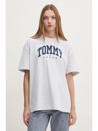 Памучна тениска Tommy Jeans в сиво DW0DW18403