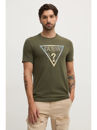 Тениска Guess в зелено с принт M4BI35.J1314