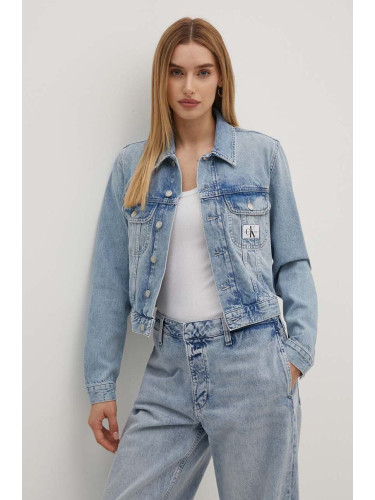 Дънково яке Calvin Klein Jeans в синьо преходен модел J20J223669