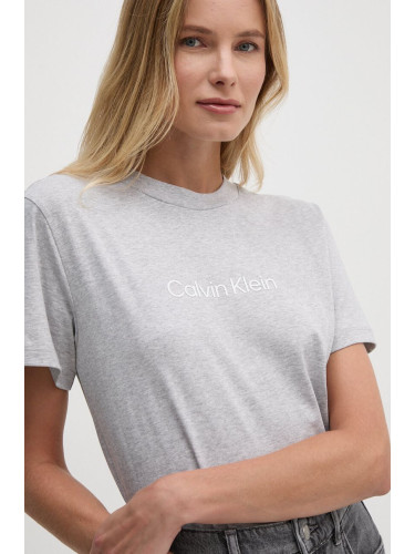 Памучна тениска Calvin Klein в сиво