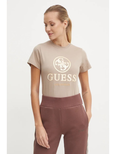 Памучна тениска Guess STACIE в бежово V4BI00 I3Z14