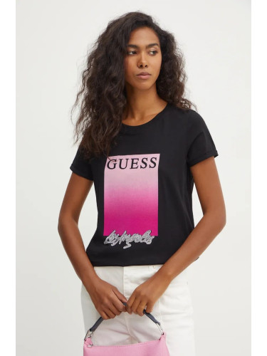 Памучна тениска Guess в черно W4BI30 JA914