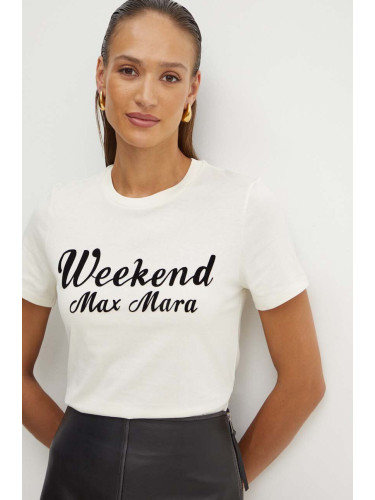 Памучна тениска Weekend Max Mara в бежово 2425976031600