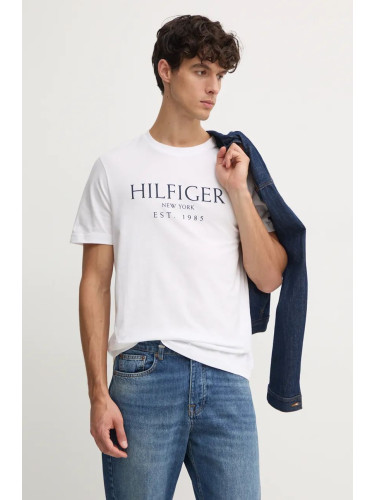 Памучна тениска Tommy Hilfiger в бяло с принт MW0MW36499