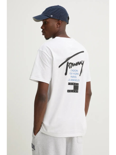 Тениска Tommy Jeans в бяло с принт DM0DM18529