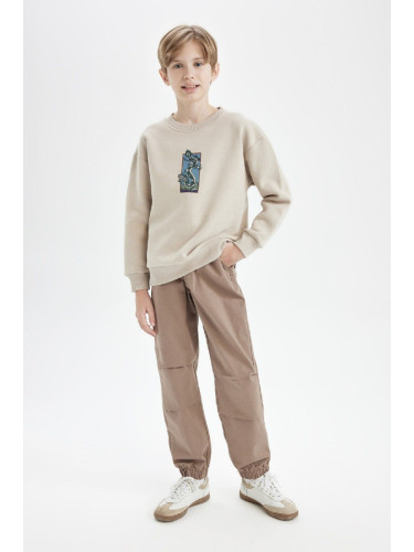 DEFACTO Boy's Lace-Up Waist and Leg Elastic Pocket Jogger Gabardine Trousers