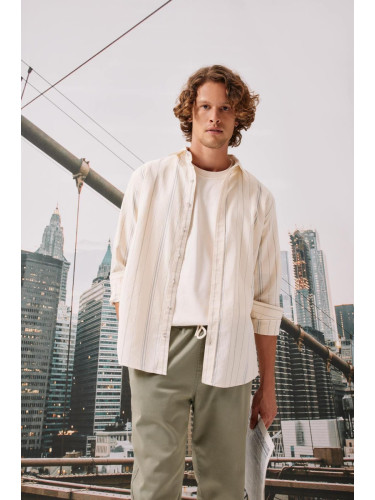 DEFACTO Striped Linen Blended Long Sleeve Shirt