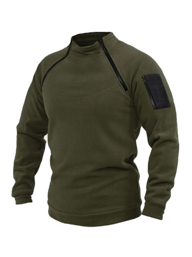90777 Dewberry Mens Fleece with Arm Pocket-DARK KHAKI