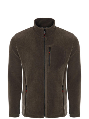 24601 Dewberry 5 Pocket Outdoor Full Zipper Fleece Jacket-DARK KHAKI-2