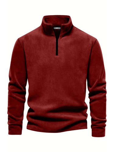 49143 Dewberry Half Zipper Stand Collar Mens Fleece-BORDEAUX