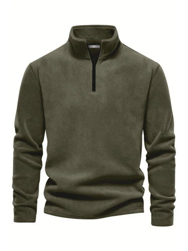 49143 Dewberry Half Zipper Stand Collar Mens Fleece-OPEN KHAKI