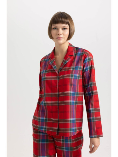 DEFACTO Fall In Love Pajama Collar Flannel Casual Top