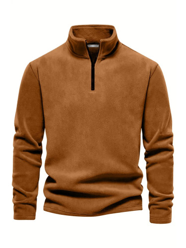 49143 Dewberry Half Zipper Stand Collar Mens Fleece-CAMEL